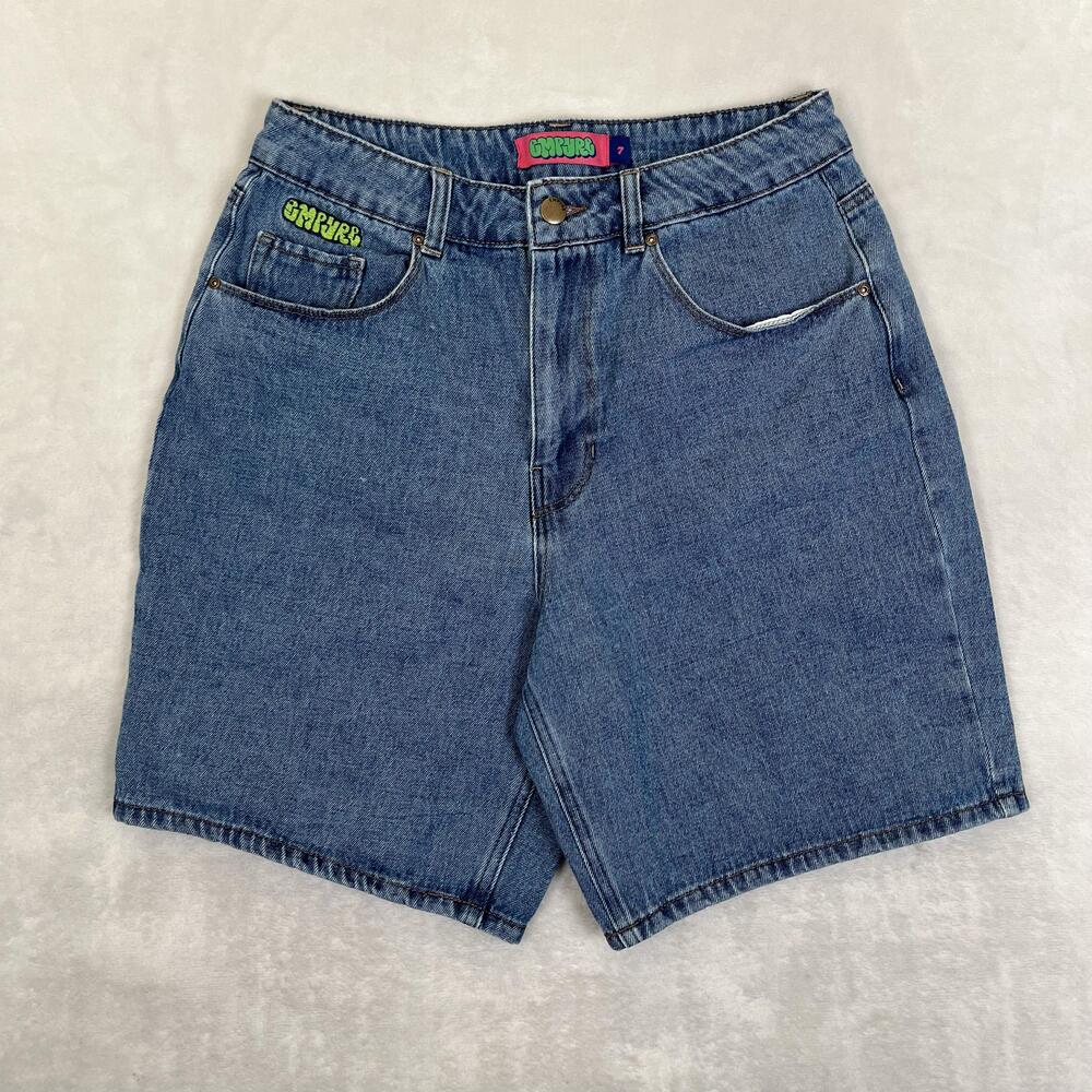 Empyre Shorts Womens 7 Blue Denim Jorts Bermuda Relaxed Logo Casual Summer